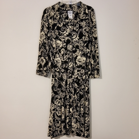 Dorby Woman Stretch Balck/Cream Boho Print Shift Dress Size 18W - Picture 1 of 9